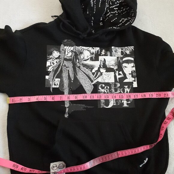 Atsuko Unisex Women's Size XS Cowboy Bebop 90's Anime Black White Hooded Sweater - Picture 12 of 13